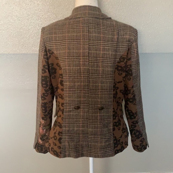 𝅺Anvrdie (Angels never die) brown plaid mixed design and beaded placket jacket - Picture 5 of 11